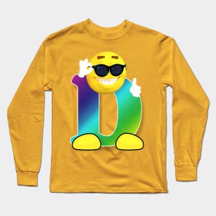 Letter D Alphabet Smiley Monogram Face Emoji Shirt for Men Women Kids Long Sleeve T-Shirt